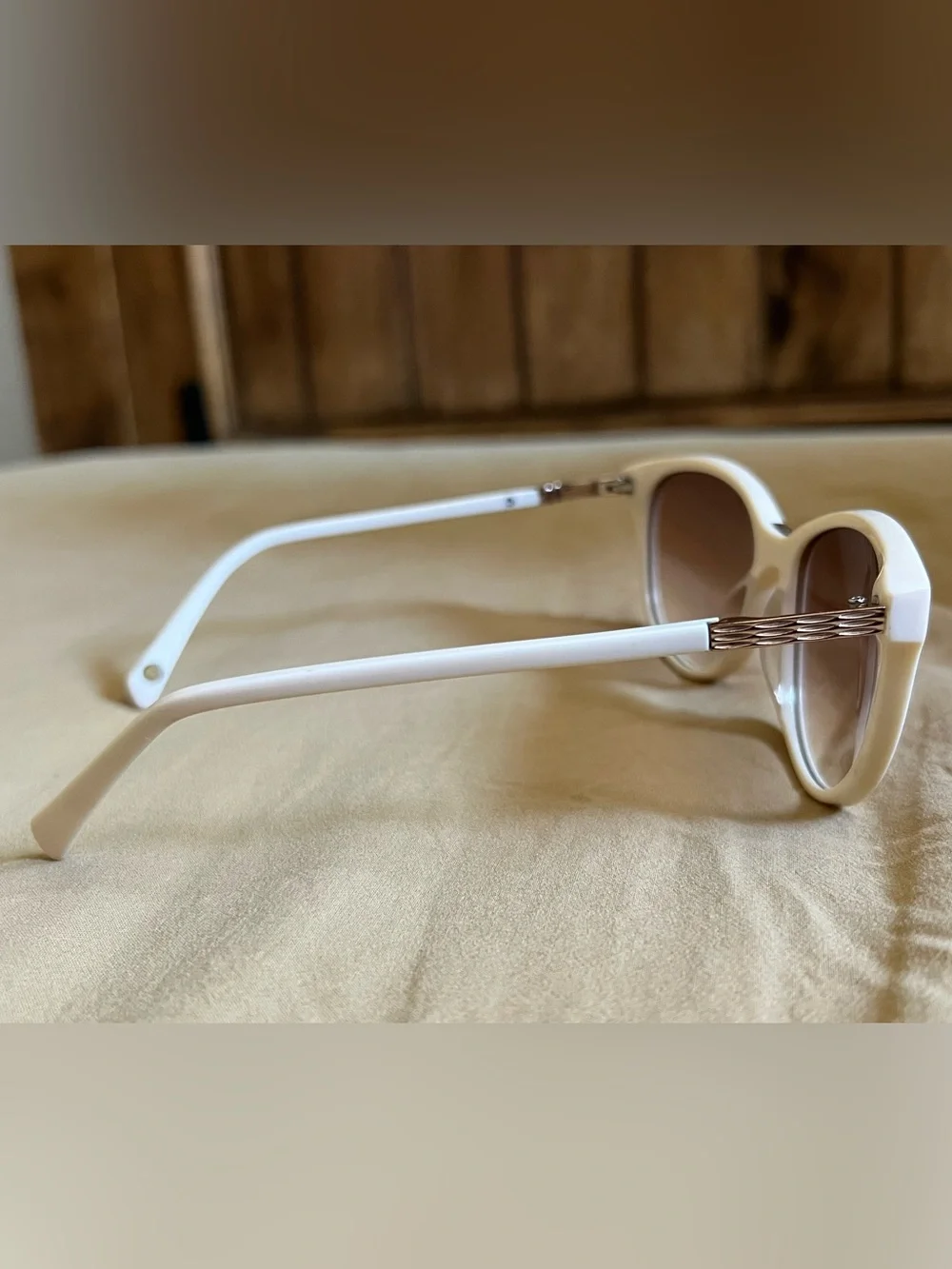 Balmain Ivory and Light Brown Cat-Eye Sunglasses